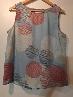 renee c. Blue Red White Circles Sleeveless Women's Tank Top Med